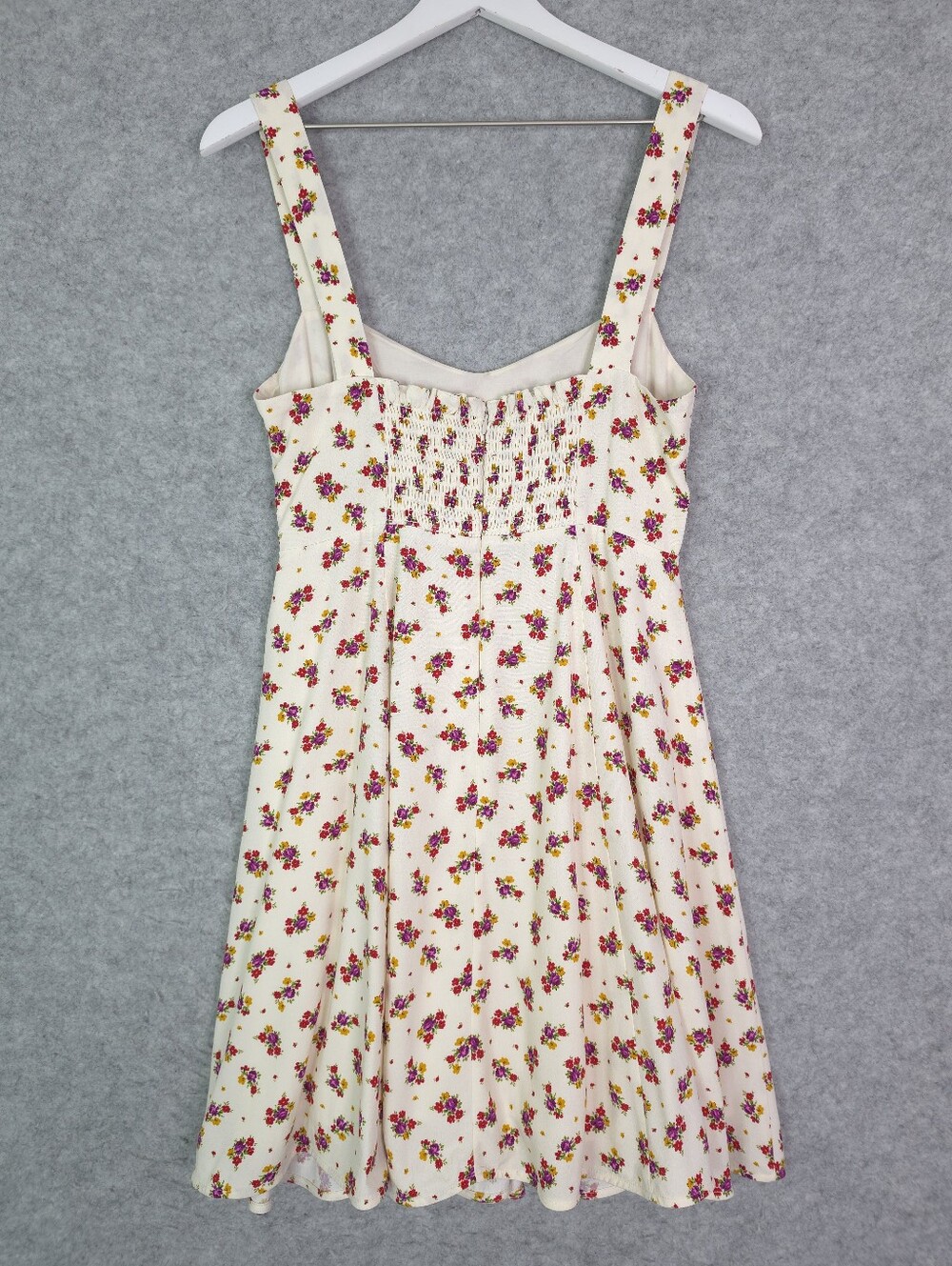 Sézane Salie Robe Mini Dress In Cream Mindy Floral Print Sweetheart Neck Sz 6 - Picture 4 of 10